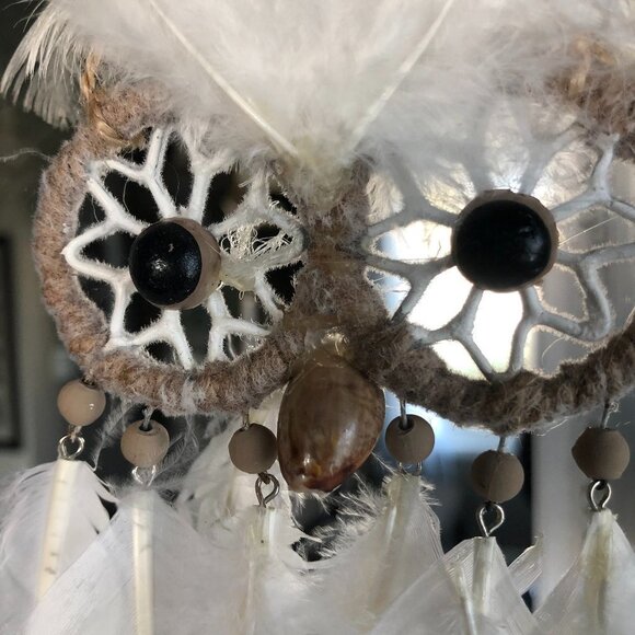 PIER 1 IMPORTS BOHO HANGING OWL WITH FEATHERS NWT - Picture 4 of 6